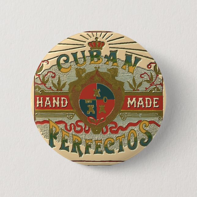 Cigar Ad Cuban Perfectos Retro Ad Button (Front)