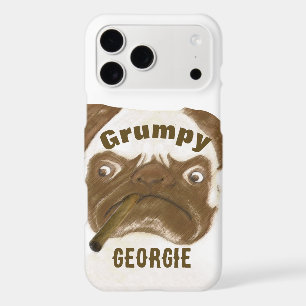 Cigar Aficionado Grumpy Puggy with Cigar iPhone 17 Pro Max Case