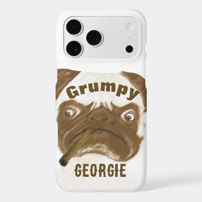 Cigar Aficionado Grumpy Puggy with Cigar Case-Mate iPhone Case (Back)