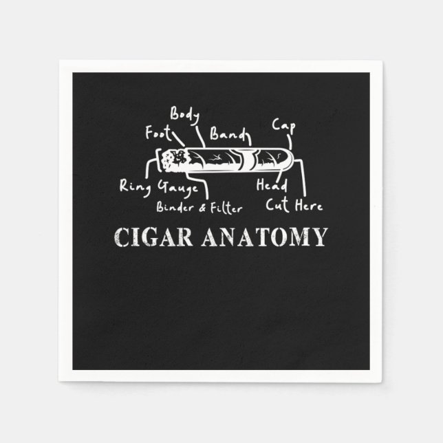 Cigar Anatomy Smoker Humidor Cutter Cigars Gift Napkins (Front)