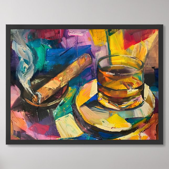 Cigar and Whiskey Art Harmonic Abstractions Framed Art (Framed Front)