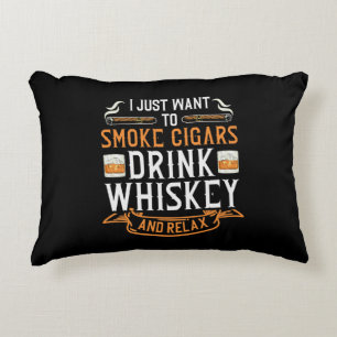 Cigar and Whiskey Quote  Accent Pillow