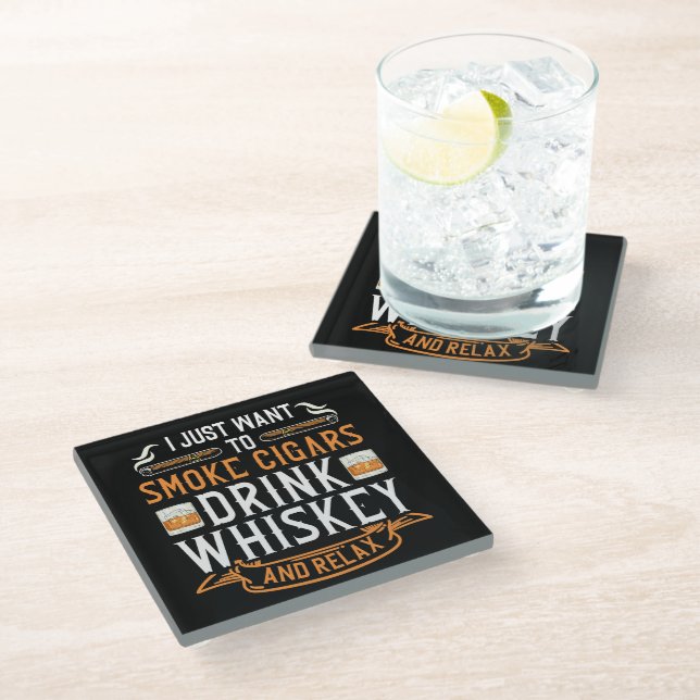 Cigar and Whiskey Quote Coaster (Angled)