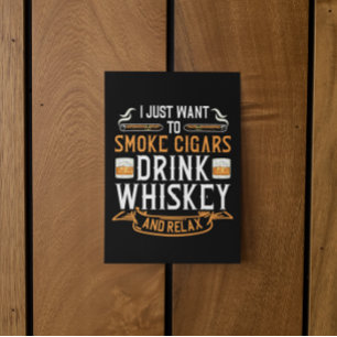 Cigar and Whiskey Quote Postcard 
