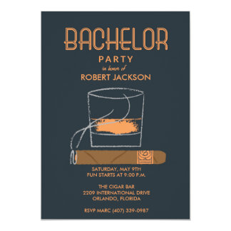 Cigar and Whisky Bachelor Party Invitation