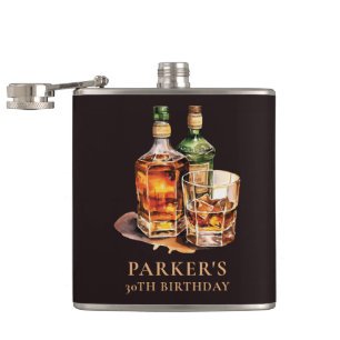 Cigar and Whisky Men's Birthday Favor Flask