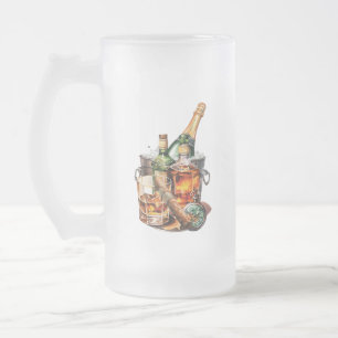 Cigar and Whisky Men's Birthday Frosted Glass Beer Mug