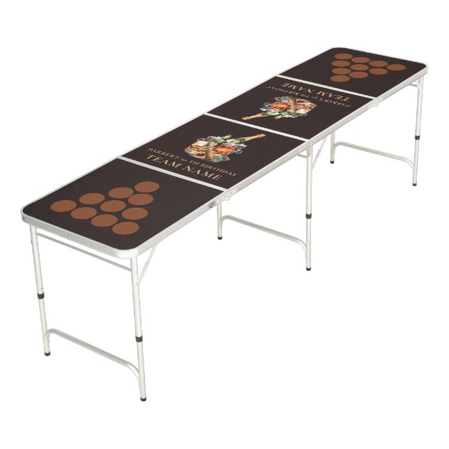 Cigar and Whisky Men's Birthday Game Beer Pong Table (Angled)