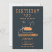 Cigar and Whisky Men's Birthday Party Invitation (Front)
