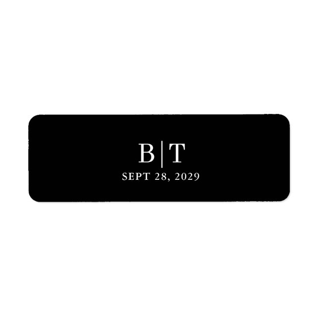 Cigar Band Black and White Monogram WeddingLabel Label (Front)
