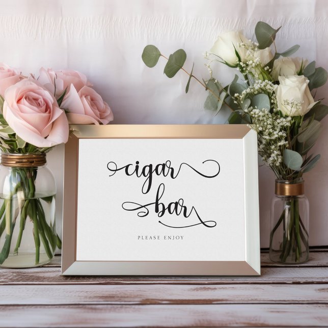 "Cigar Bar" Black White Calligraphy Wedding Sign (Creator Uploaded)