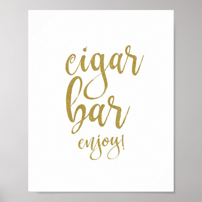Cigar Bar Gold Glitter 8x10 Wedding Sign (Front)