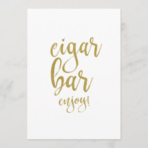 Cigar Bar Gold Glitter Affordable Wedding Sign Invitation