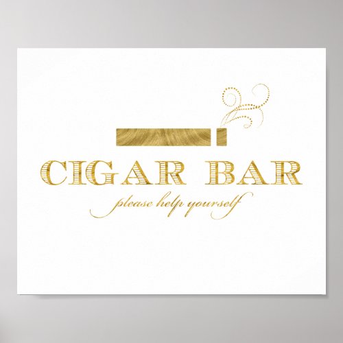 Cigar Bar Sign _ Faux Gold Foil Shimmer