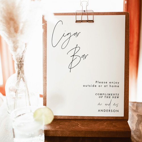 Cigar Bar Sign Modern Minimalist Wedding Poster