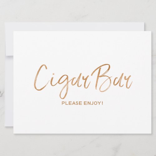 Cigar Bar Sign Wedding  Stylish Gold Rose Invitation