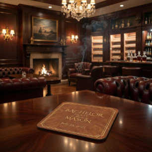 Cigar Bar Theme Bachelor Party Beverage Coaster