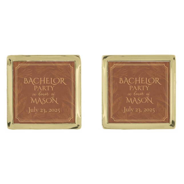 Cigar Bar Theme Bachelor Party Cufflinks (Front)