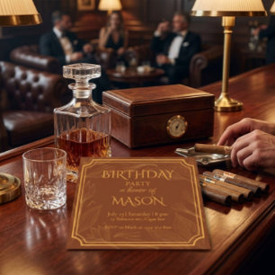 Cigar Bar Theme Bachelor Party Invitation