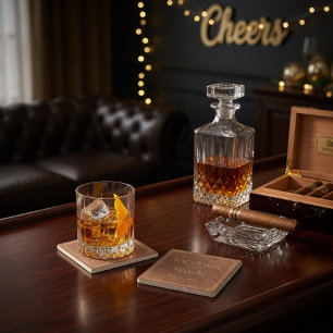 Cigar Bar Theme Bachelor Party Stone Coaster