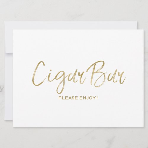 Cigar Bar Wedding  Sign  Stylish Golden