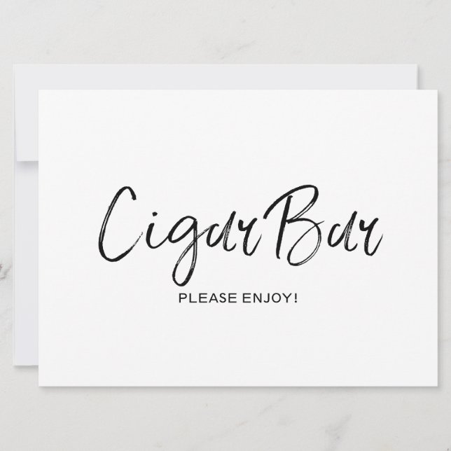 "Cigar bar" Wedding Sign | Stylish Hand Lettered Invitation (Front)