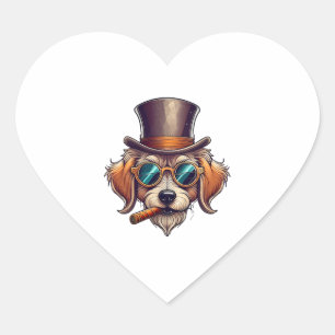 Cigar Dog Heart Sticker