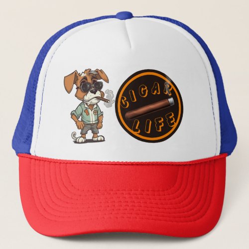 Cigar dog trucker hat