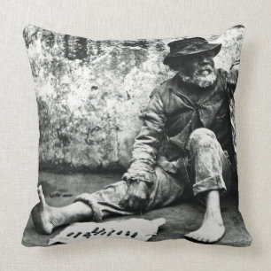 Cigar-end Seller, c,1865 (b/w photo) Throw Pillow