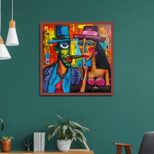 Cigar Lounge Abstract Cubism Fauvism Framed Art