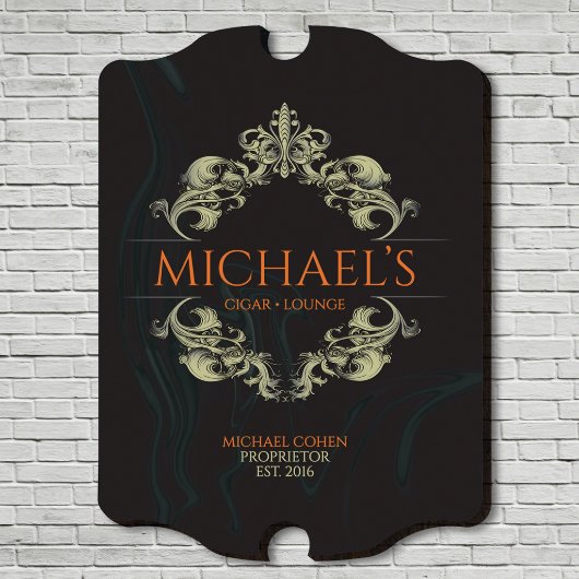 Cigar Lounge Intricate Engraved Wooden Wall Sign (Front)