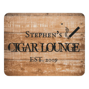 Cigar Lounge Room Custom Name Wood Door Sign