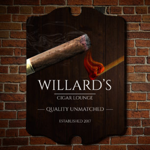 Cigar Lounge Sophisticated Wooden Wall Sign