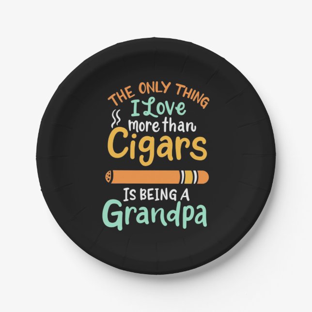Cigar Lover | This Grandpa Loves Cigars Paper Plates (Front)