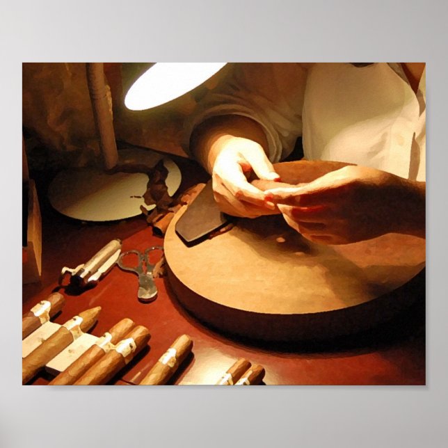 Cigar Making (Digital Dry Brush) Poster (Front)