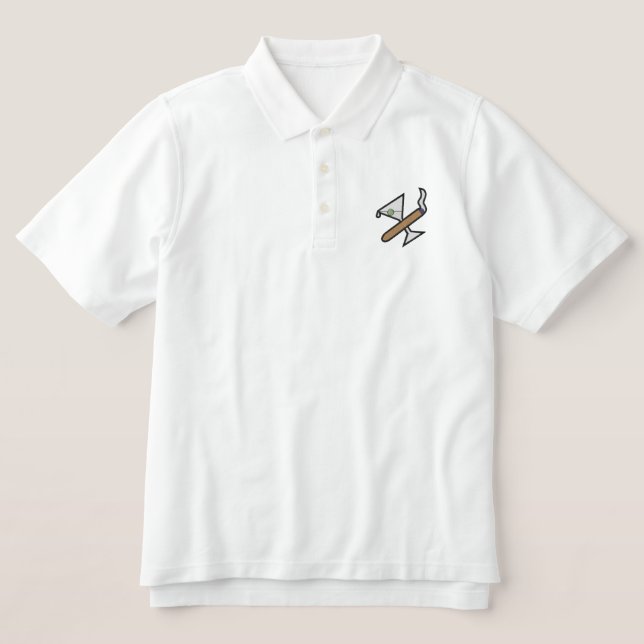 Cigar/martini Logo Embroidered Polo Shirt (Design Front)