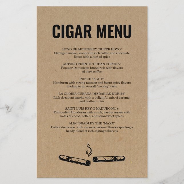 Cigar Menu (Front)