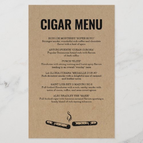 Cigar Menu