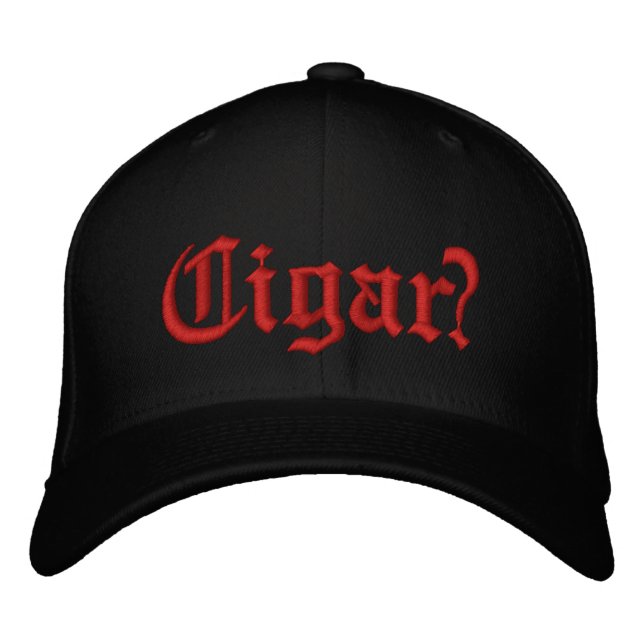 Cigar? Red stitching on front Embroidered Baseball Cap (Front)