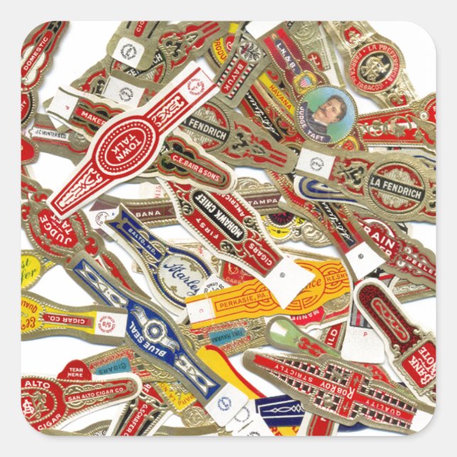 Cigar Ring Wrappers Square Sticker (Front)