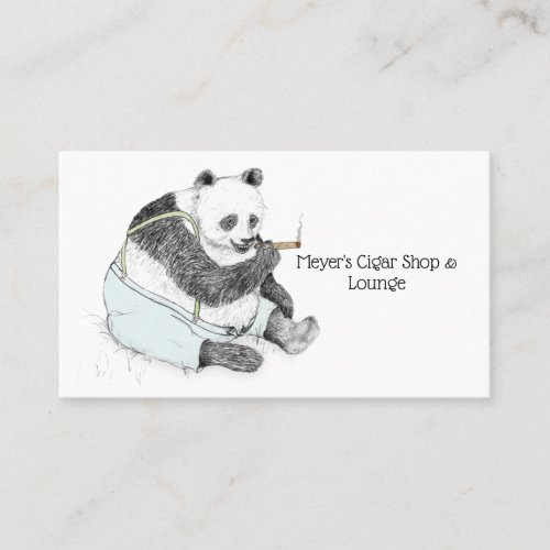 Cigar Shop and Lounge with Smoking Panda Business Card