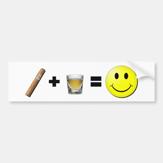 Cigar + Shots = Happiness Bumper Sticker (Front)