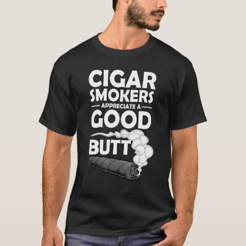 Cigar Smoker For Men Dad Grandpa Tobacco Smoke T_Shirt