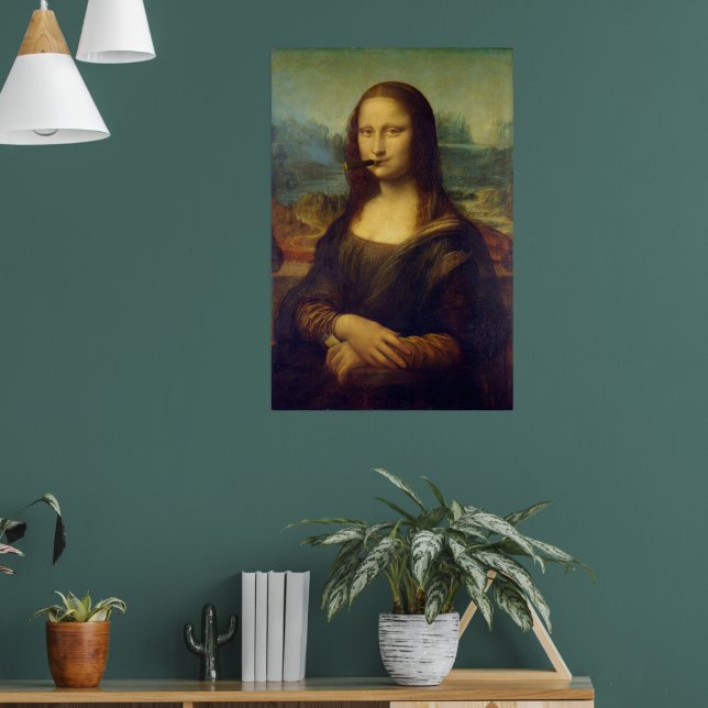 Cigar Smoker Mona Lisa Smoking Painting Poster