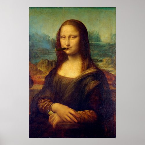 Cigar Smoker Mona Lisa Smoking Painting  Poster