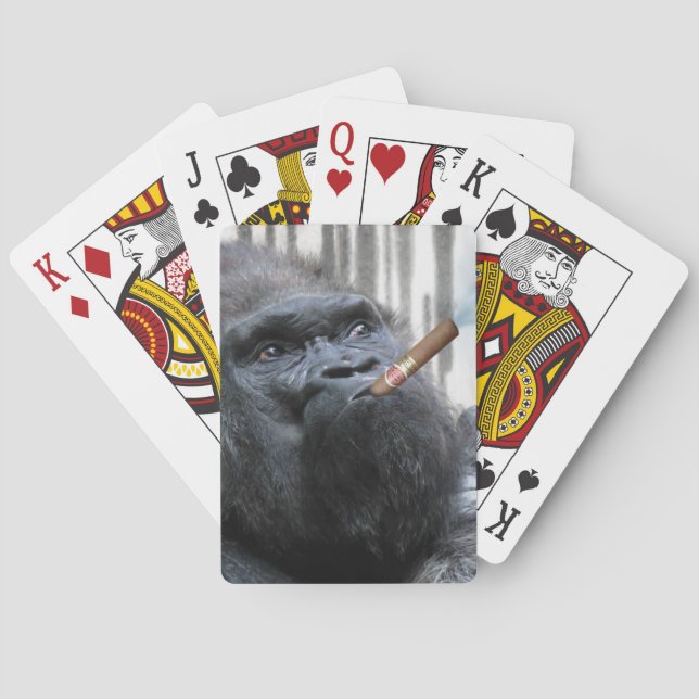 Cigar Smoker Smoking Gorilla Funny Poker Cards (Back)