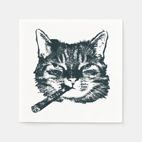 CIGAR SMOKING Cat Retro Aficionado Cigar Smoker Gi Napkins