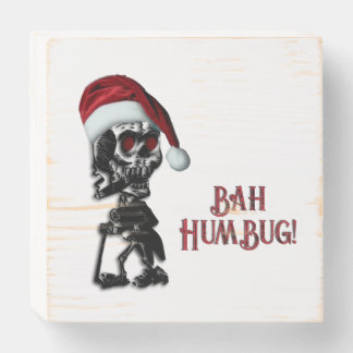 Cigar Smoking Christmas Skeleton Humbug Wooden Box Sign