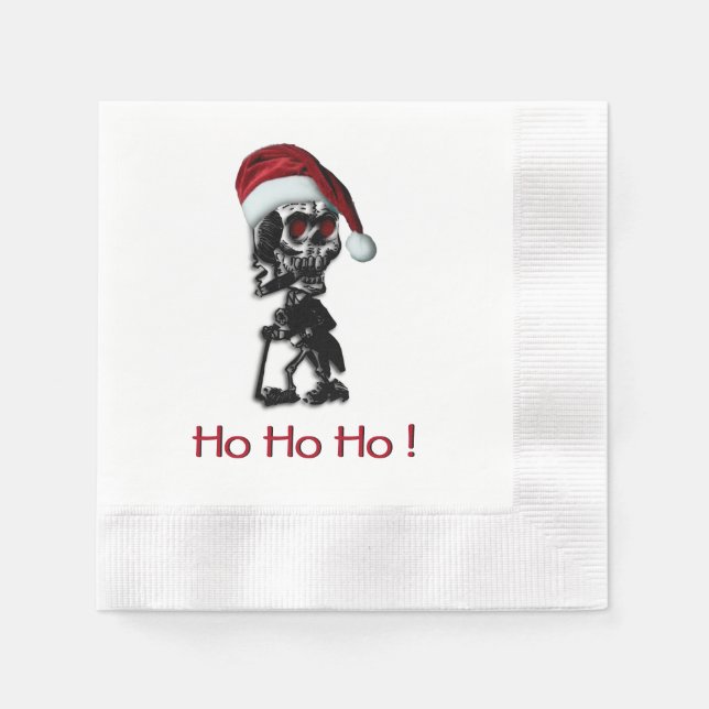 Cigar Smoking Christmas Skeleton Napkins (Front)
