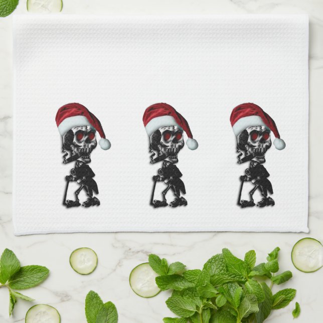 Cigar Smoking Christmas Skeleton Towel (Folded)